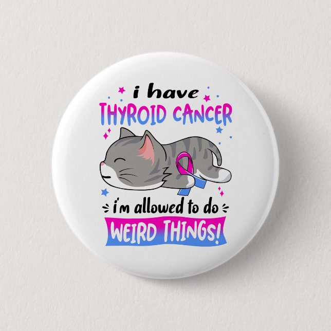 Badge Rond 5 Cm Support Thyroide Cancer Awareness Ribbon (Devant)