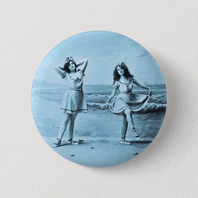 Badge Rond 5 Cm Sur le cru 1902 de plage (Devant)
