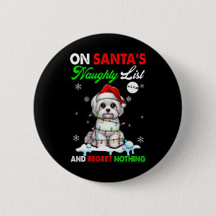 Badge Rond 5 Cm Sur Père Noël Xmas Naughty List Regret Nothing Pèr