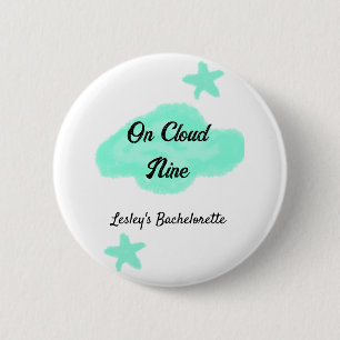 Badge Rond 5 Cm Sur un nuage neuf nuages pastel vert étoile enterr