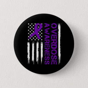 Badge Rond 5 Cm Surdose Pruple Ribbon Opioïde Surdose Sensibilisat