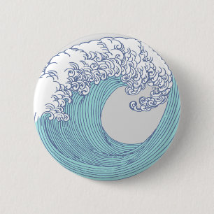 Badge Rond 5 Cm Surf asiatique japonais Vague Art Ocean Art
