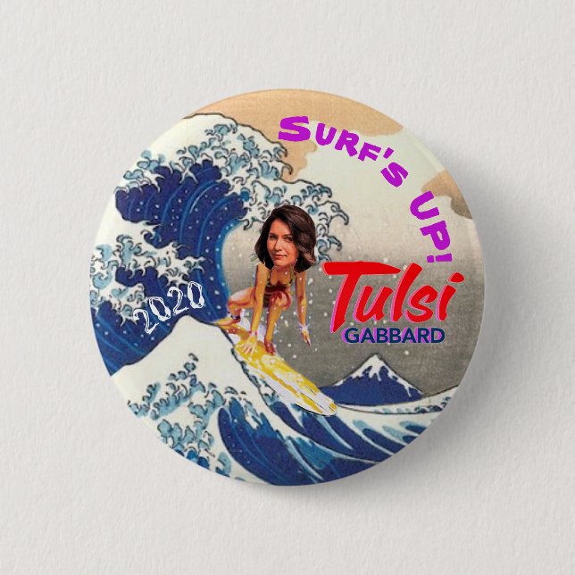 Badge Rond 5 Cm Surf ! Tulsi 2020 (Devant)