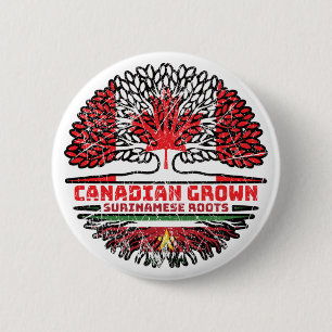 Badge Rond 5 Cm Surinam Surinam Canadien Canada Arbre Drapeau