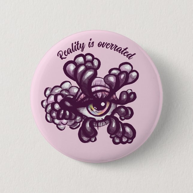 Badge Rond 5 Cm Surreal Weirdcore Eye Artwork in Dreamy Pastel (Devant)