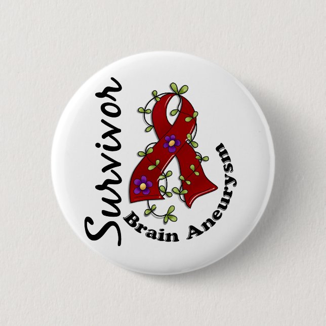 Badge Rond 5 Cm Survivant 15 d'anévrisme cérébral (Devant)