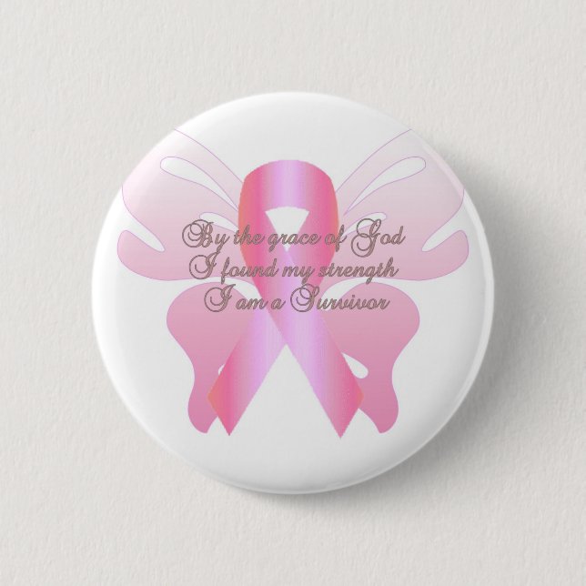 Badge Rond 5 Cm Survivant de cancer du sein (Devant)