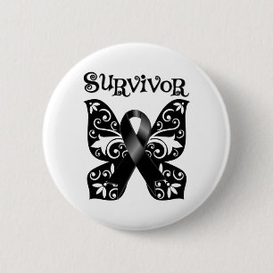 Badge Rond 5 Cm Survivant de papillon de mélanome