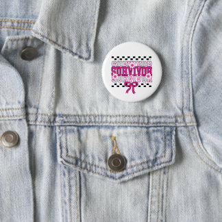 Badge Rond 5 Cm Survivante du cancer sein rose
