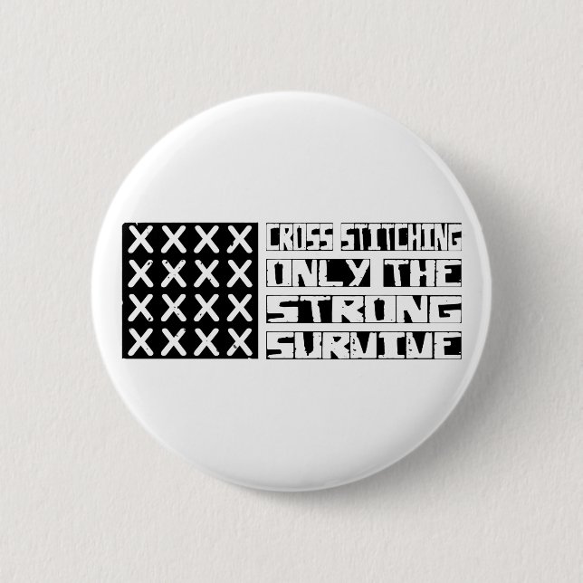 Badge Rond 5 Cm Survivre aux coutures croisées (Devant)