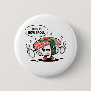 Badge Rond 5 Cm Sushi Cute Kawaii avec épingles de bowling