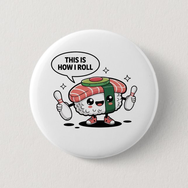 Badge Rond 5 Cm Sushi Cute Kawaii avec épingles de bowling (Devant)