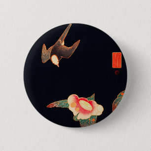 Badge Rond 5 Cm Swallow and Camellia (1900) par Ito Jakuchu