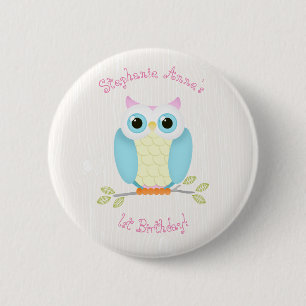 Badge Rond 5 Cm Sweet Owl Anniversaire
