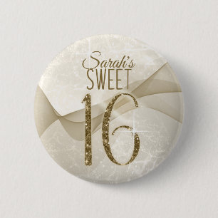 Badge Rond 5 Cm Sweet sixteen d'éclaboussures Gold ID652