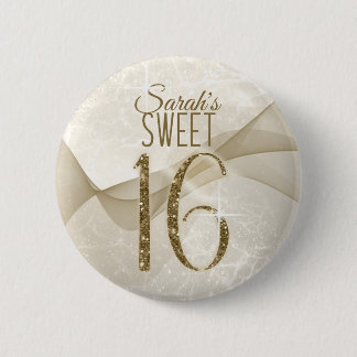 Badge Rond 5 Cm Sweet sixteen d'éclaboussures Gold ID652