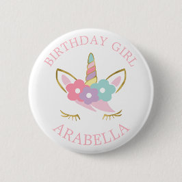 Badge Rond 5 Cm Sweet Unicorne "Fille d'anniversaire" Personnalisé