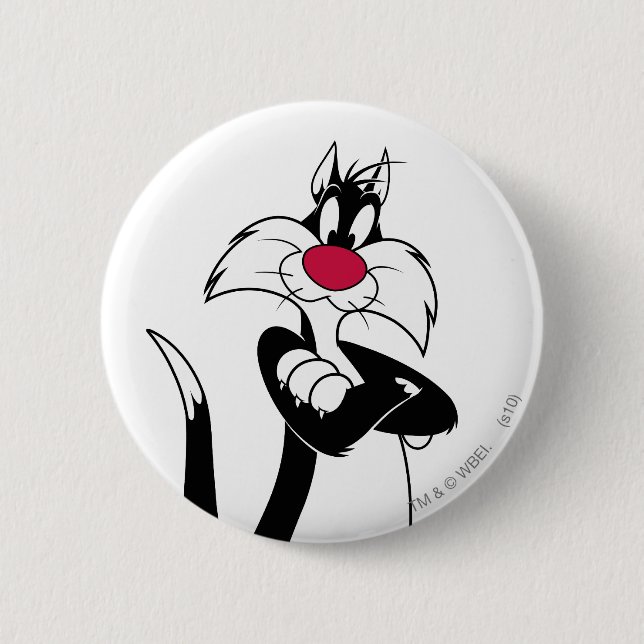 Badge Rond 5 Cm SYLVESTER™ Nez Rouge (Devant)