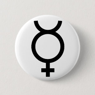 Badge Rond 5 Cm Symbole alchimique de Mercury
