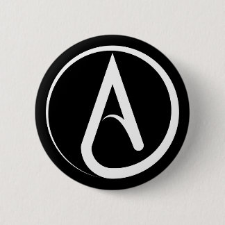 Badge Rond 5 Cm Symbole athée blanc