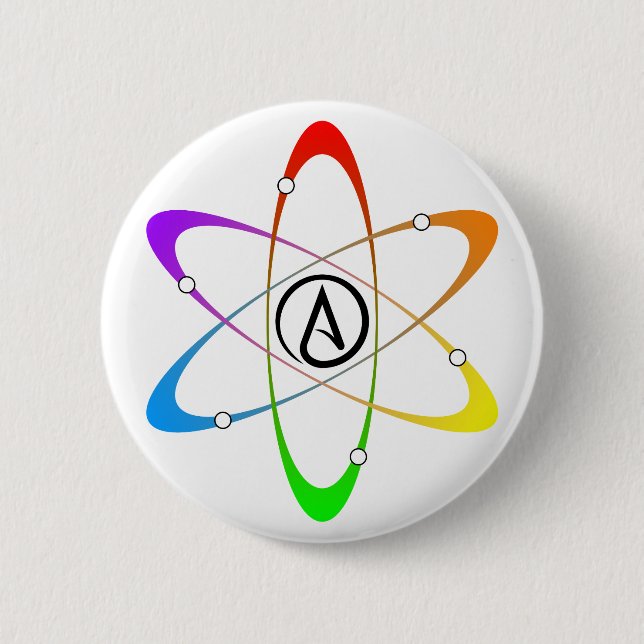 Badge Rond 5 Cm Symbole athée d'atome (Devant)