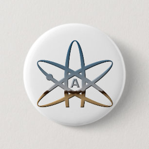 Badge Rond 5 Cm Symbole atomique athée de Logidea