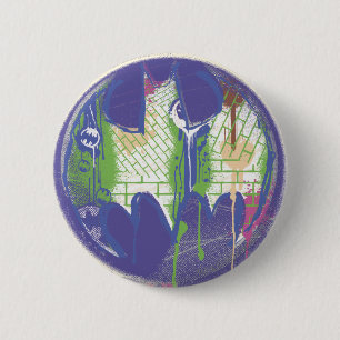Badge Rond 5 Cm Symbole Batman   Logo circulaire violet