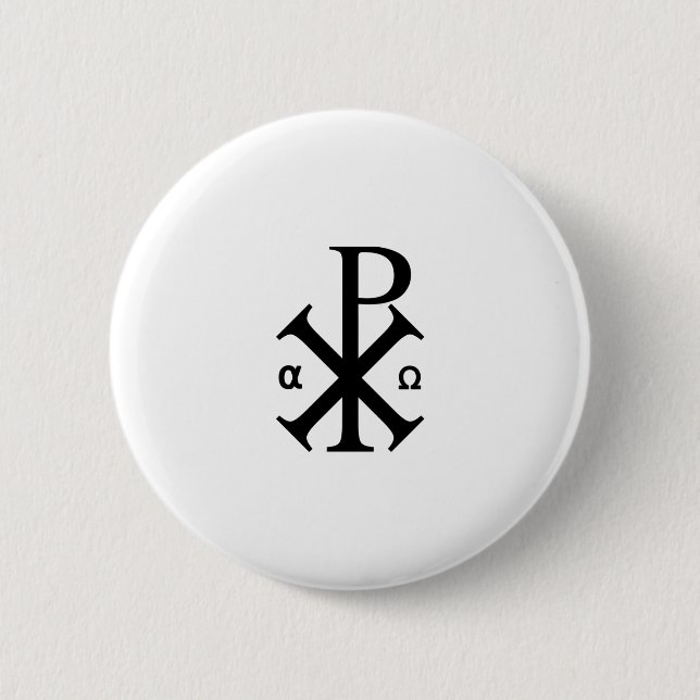 Badge Rond 5 Cm Symbole chrétien de Chi Rho (Devant)