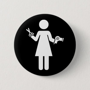 Badge Rond 5 Cm Symbole coiffeur