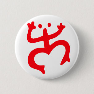 Badge Rond 5 Cm Symbole Coqui Taino Porto Rico