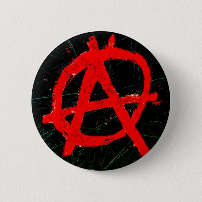 Badge Rond 5 Cm Symbole d'anarchie rouge grungy (Devant)