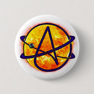 Badge Rond 5 Cm Symbole d'athée de flamber Sun