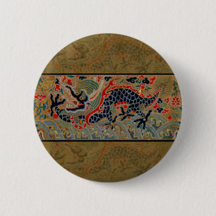 Badge Rond 5 Cm Symbole de dragon chinois antique asiatique