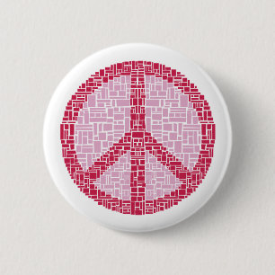 Badge Rond 5 Cm Symbole de la paix (rouge)