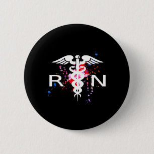 Badge Rond 5 Cm Symbole de l'infirmière autorisée Rn Caduceus