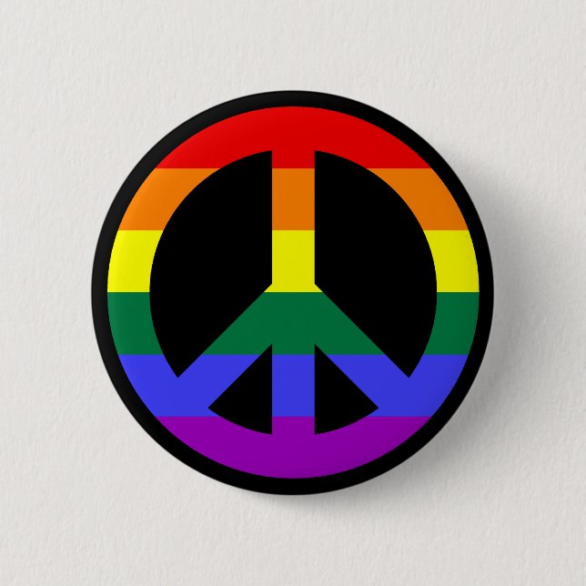 Badge Rond 5 Cm Symbole de paix arc-en-ciel (Devant)