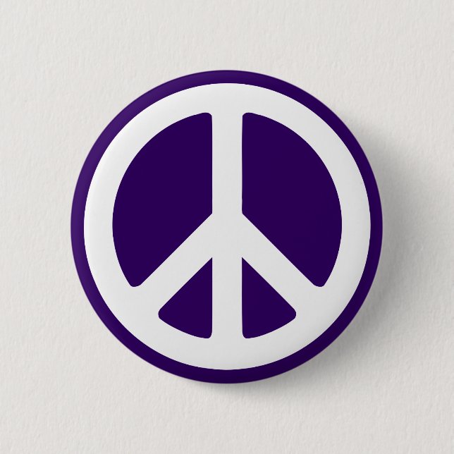 Badge Rond 5 Cm Symbole de paix blanc sur violet foncé (Devant)
