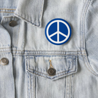 Badge Rond 5 Cm Symbole de paix bleu et blanc Pinback