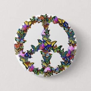 Badge Rond 5 Cm Symbole de paix de papillon