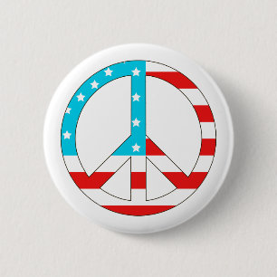 Badge Rond 5 Cm Symbole de paix du drapeau américain