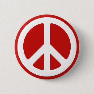 Badge Rond 5 Cm Symbole de paix rouge et blanc