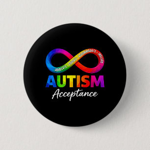 Badge Rond 5 Cm Symbole d'infini d'acceptation de l'autisme Sensib