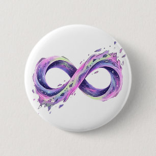 Badge Rond 5 Cm Symbole d'infini Neurodiversité Autisme TDAH Galax