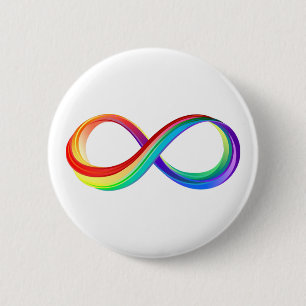 Badge Rond 5 Cm Symbole d'infinité arc-en-ciel stratifié