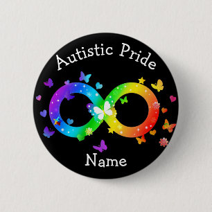 Badge Rond 5 Cm Symbole d'infinité de la fierté autistique