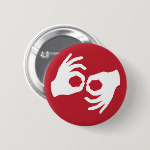 Badge Rond 5 Cm Symbole d'interprétation de langue des signes