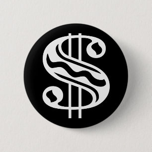 Badge Rond 5 Cm Symbole dollar - blanc