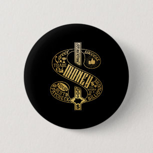 Badge Rond 5 Cm Symbole Dollar Richesse Et Succès Motivationnel