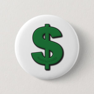 Badge Rond 5 Cm Symbole Dollar Vert