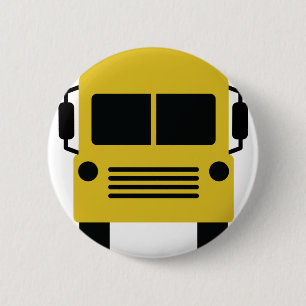 Badge Rond 5 Cm symbole du bus scolaire jaune